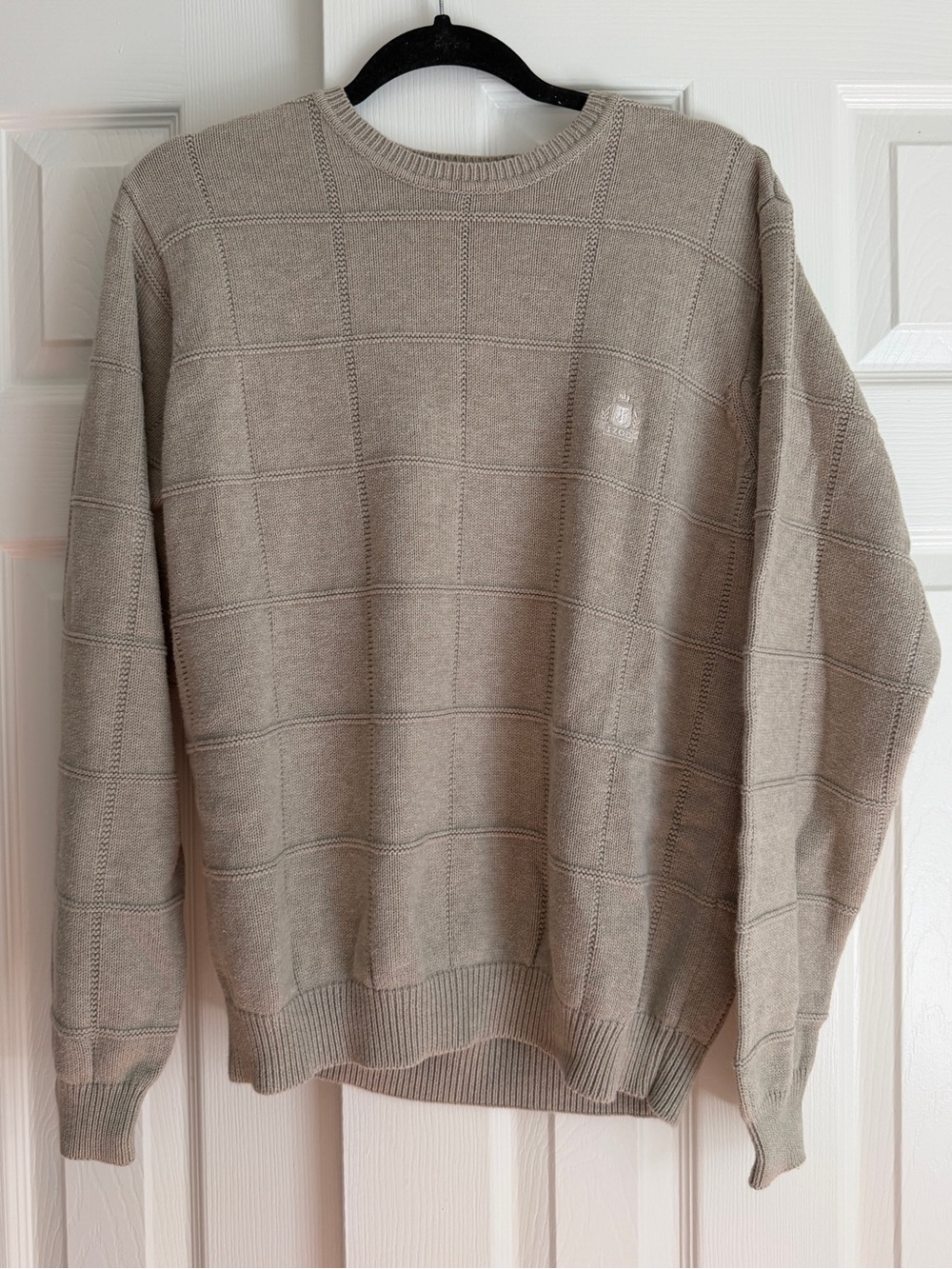 y2k 90s style 100% cotton neutral textured crew neck sweater size medium IZOD
